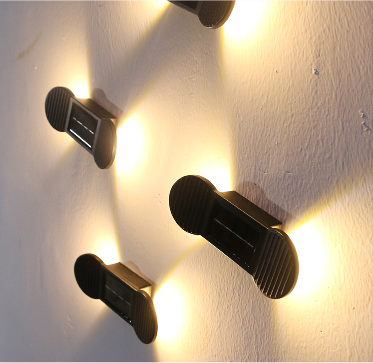 Luz de noche solar para exteriores, pared de jardín, luz impermeable, 2 luces LED hacia arriba y hacia abajo, iluminación decorativa para exteriores, jardín, terraza, balcón