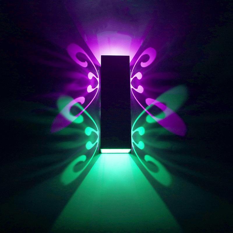 Lámpara de mariposa doble de 2W y 6W para decoración de interiores, lámpara de pared, lámpara de noche pequeña única para decoración de sala de estar de Hotel