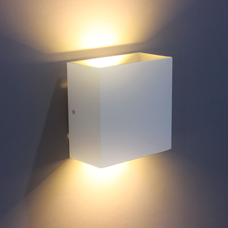 Cubo CoB 6W LED arriba abajo aplique de pared AC85-265V dormitorio cabecera cubo pared luz interior aluminio decoración accesorio de iluminación