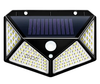 Lámpara de pared solar 100LED para patio, lámpara solar emisora ​​de luz lateral de cuatro lados, lámpara de exterior impermeable de inducción de cuerpo humano