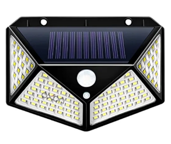 Lámpara de pared solar 100LED para patio, lámpara solar emisora ​​de luz lateral de cuatro lados, lámpara de exterior impermeable de inducción de cuerpo humano