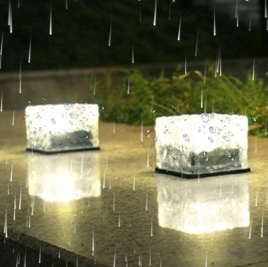 Luces solares de colores, luz en forma de hielo, luz led para exteriores, pared, lámpara solar para azulejos, lámpara cuadrada, luz decorativa en forma de hielo, lámpara enterrada solar, paso impermeable IP65, decoración para exteriores