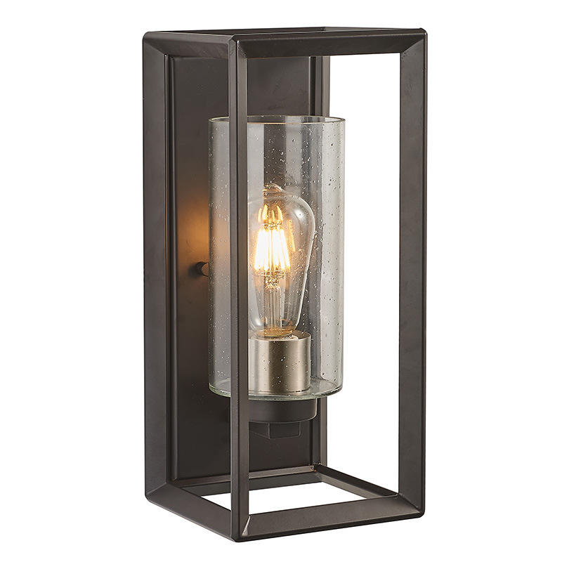 Venta caliente accesorios de iluminación de pared para exteriores acabado en negro y dorado candelabro de pared de vidrio sembrado montaje en pared para luz de jardín de porche