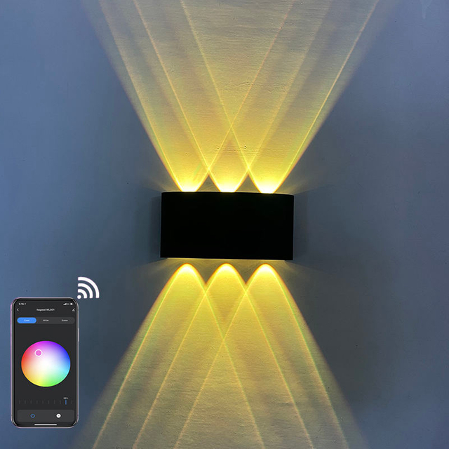Lámpara de pared LED regulable RGB para decoración de vacaciones, aplicación remota, Control por Bluetooth, compatible con Bluetooth, AC85-265V
