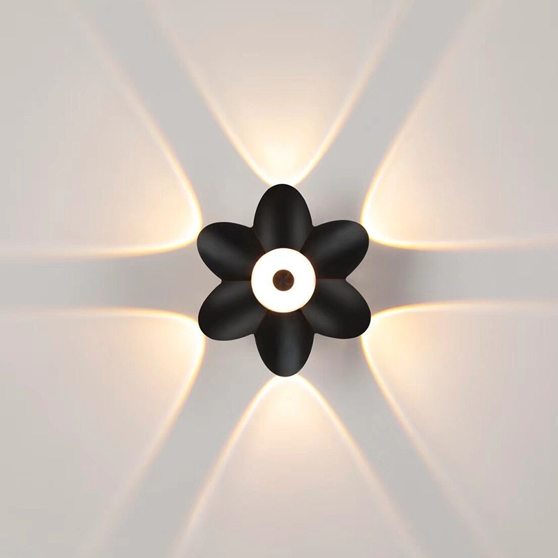 Luz LED de pared para exteriores, luz de pared luminosa para decoración de pared, foco de loto, Villa, pasillo, balcón, pasillo, luz de pared de fondo