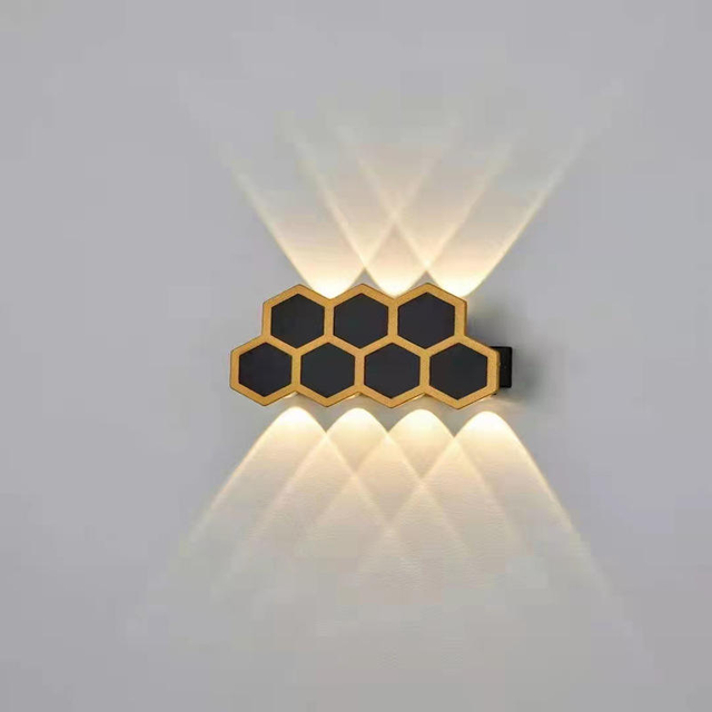 Luz de pared dorada Color Arriba y abajo Luz de pared exterior IP65 Porche Jardín Lámpara de pared Dormitorio interior Lámparas de noche Decoración Iluminación Apliques de aluminio para exteriores