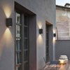Lámpara de pared impermeable de doble cabezal de columna de 12 W, lámpara de noche única, lámpara de pared impermeable IP65 para decoración de patio de jardín, apliques de exterior