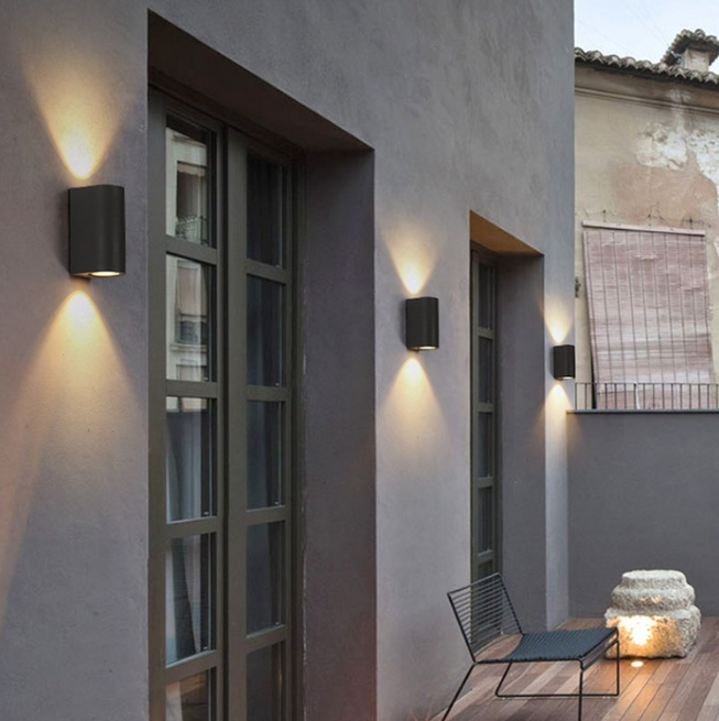 Lámpara de pared impermeable de doble cabezal de columna de 12 W, lámpara de noche única, lámpara de pared impermeable IP65 para decoración de patio de jardín, apliques de exterior