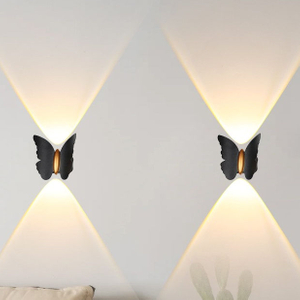 Lámpara de pared LED con forma de mariposa para exteriores, lámpara de pared impermeable IP65 para decoración de jardín, luz de soporte para pasillo