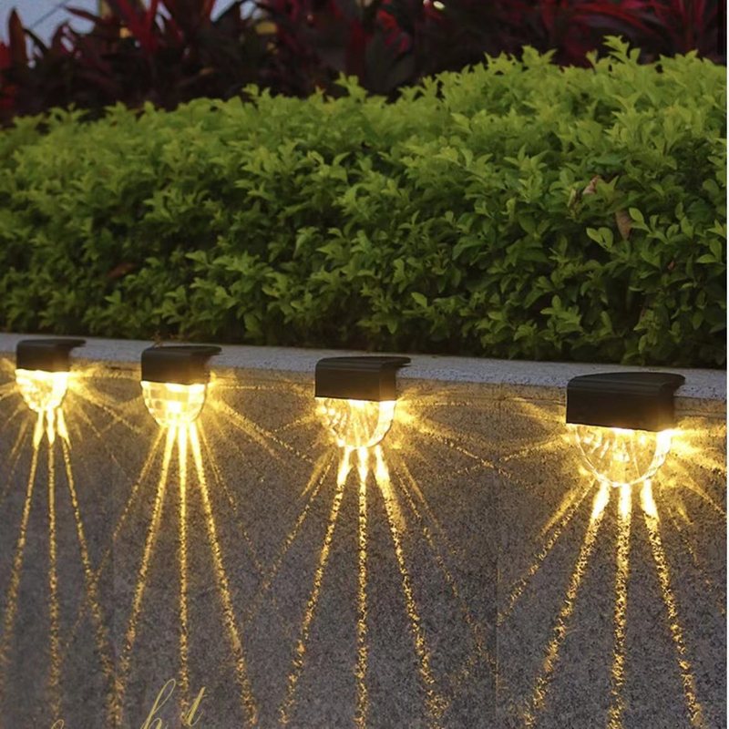 Blanco cálido + RGB LED Lámpara solar Camino Escalera Luces de jardín al aire libre Energía solar Balcón Luz Decoración para Patio Escalera Valla productos