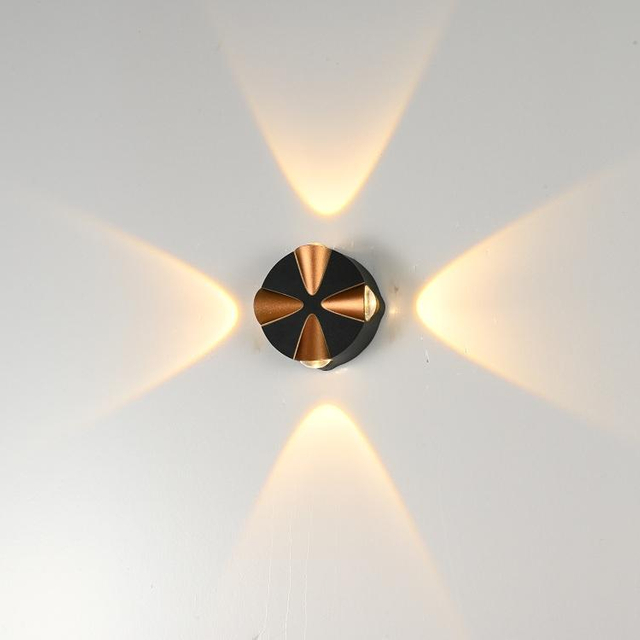 Cubo IP65 Iluminación LED para exteriores montada en superficie ajustable, Lámpara de pared LED impermeable para exteriores Lámpara de pared negra y dorada
