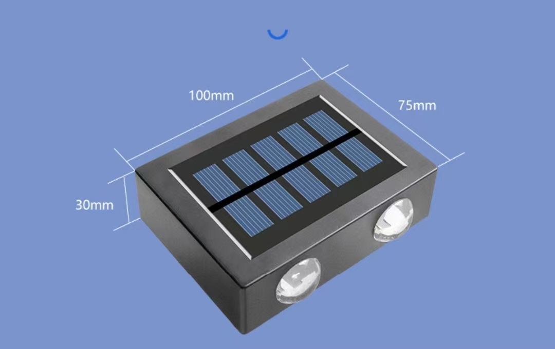 Luz de pared solar de 4LED hacia arriba y hacia abajo, decoración para exteriores, jardín, patio, luz de pared para el hogar, luz solar impermeable para jardín