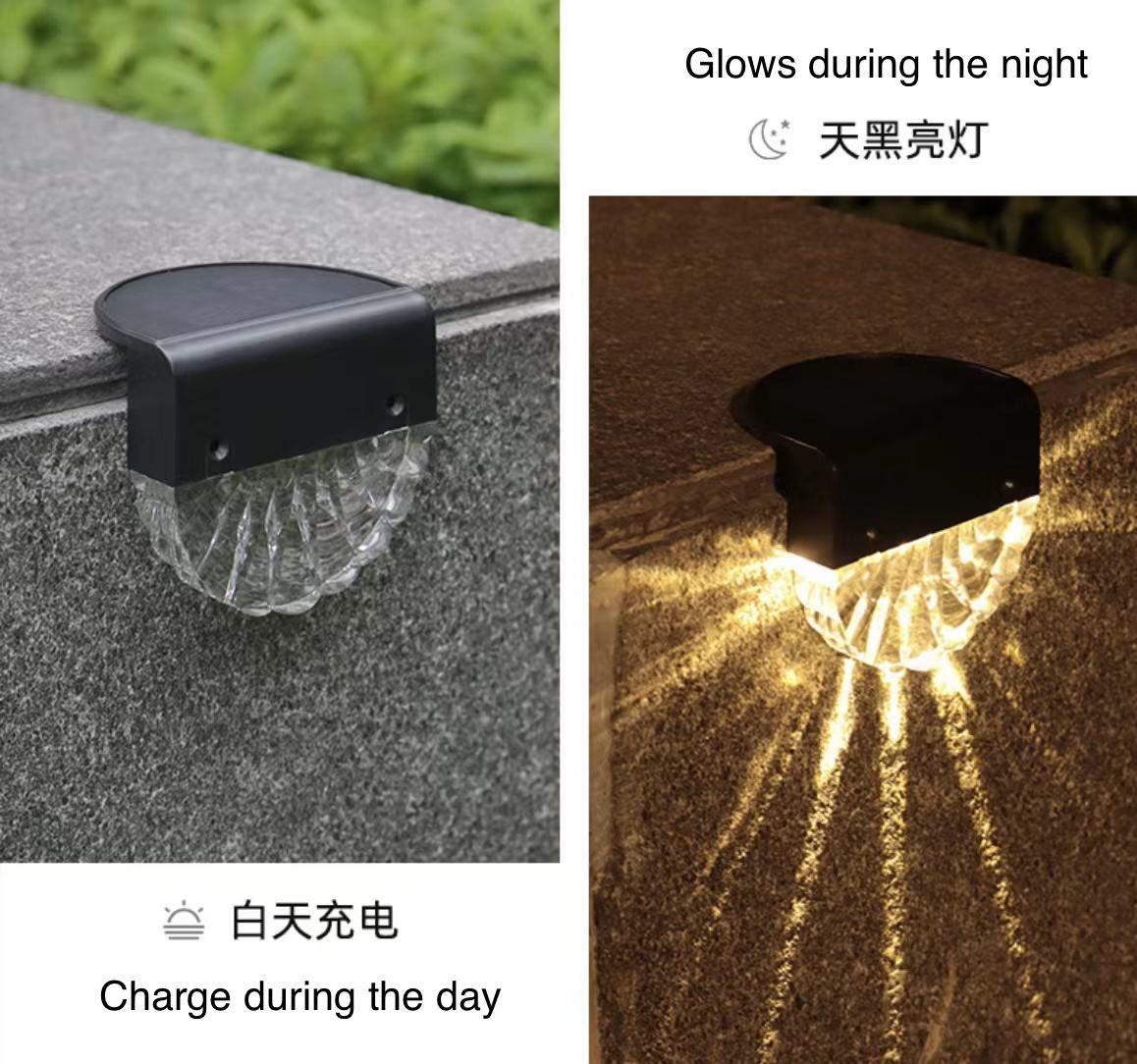 Blanco cálido LED Lámpara solar Camino Escalera Luces de jardín al aire libre Energía solar Balcón Luz Decoración para Patio Escalera Valla productos