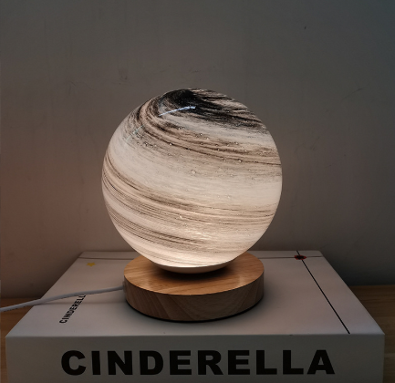 Lámpara de cristal de planeta Luna, lámpara de planeta, decoración de dormitorio, luz de noche, regalo de cumpleaños creativo, lámpara de escritorio recargable, luz de mesa