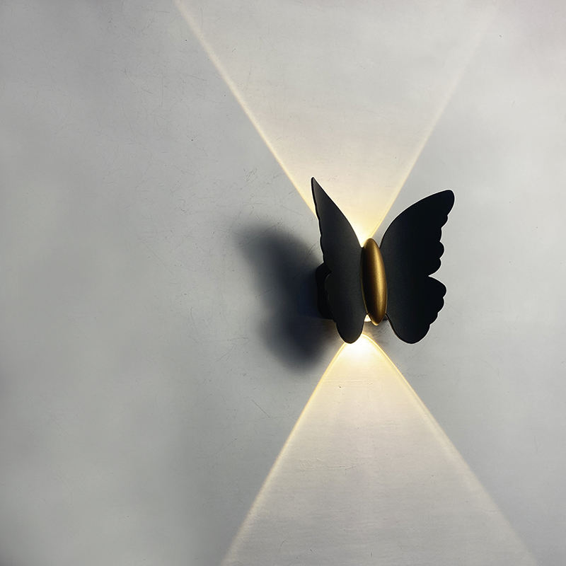 Lámpara de pared para exteriores con forma de mariposa hermosa de 6 W, luz de pared impermeable IP65 para decoración de jardín, luz de soporte para pasillo