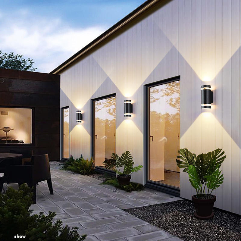 Lámpara de pared para exteriores GU10, lámparas de pared de jardín de inducción con Control de luz LED, iluminación de doble cabeza hacia arriba y hacia abajo, candelabro de balcón para patio
