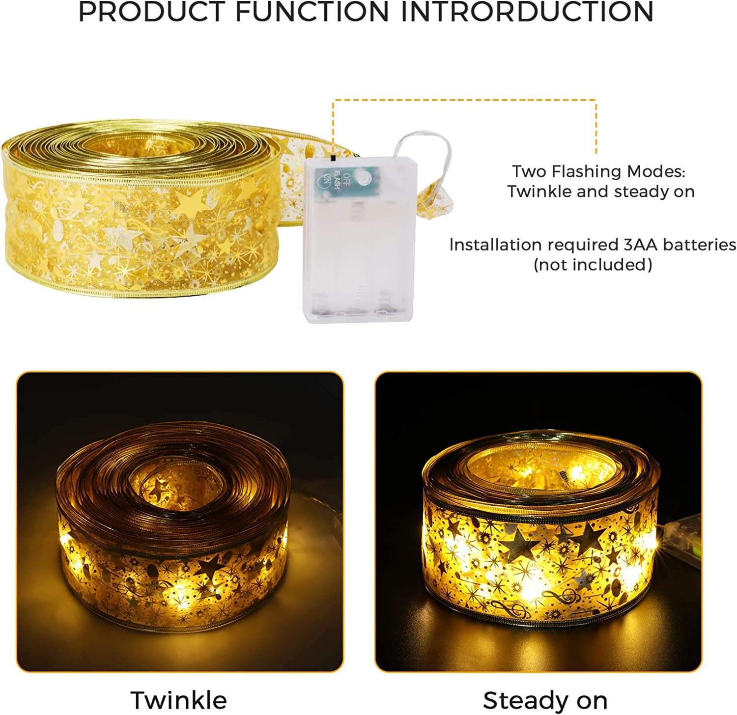 Cinta de luces LED, adornos para árboles de Navidad, guirnalda de luces de hadas, lazo de encaje DIY para Navidad, hogar, Año Nuevo, lámpara de decoración de Navidad