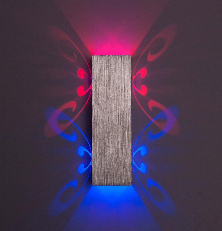 Lámpara de aluminio de alta calidad, luz de pared de 6W para interiores, luces de pared de mariposa de 2W con control remoto, luz de noche led, pared de cabecera 