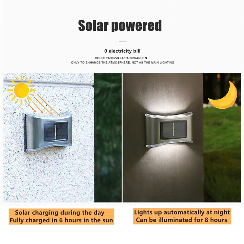 Lámpara Solar de 6LED IP65, lámpara impermeable para exteriores, lámpara de pared para patio, decoración de Villa de jardín, luz LED de pared para jardín