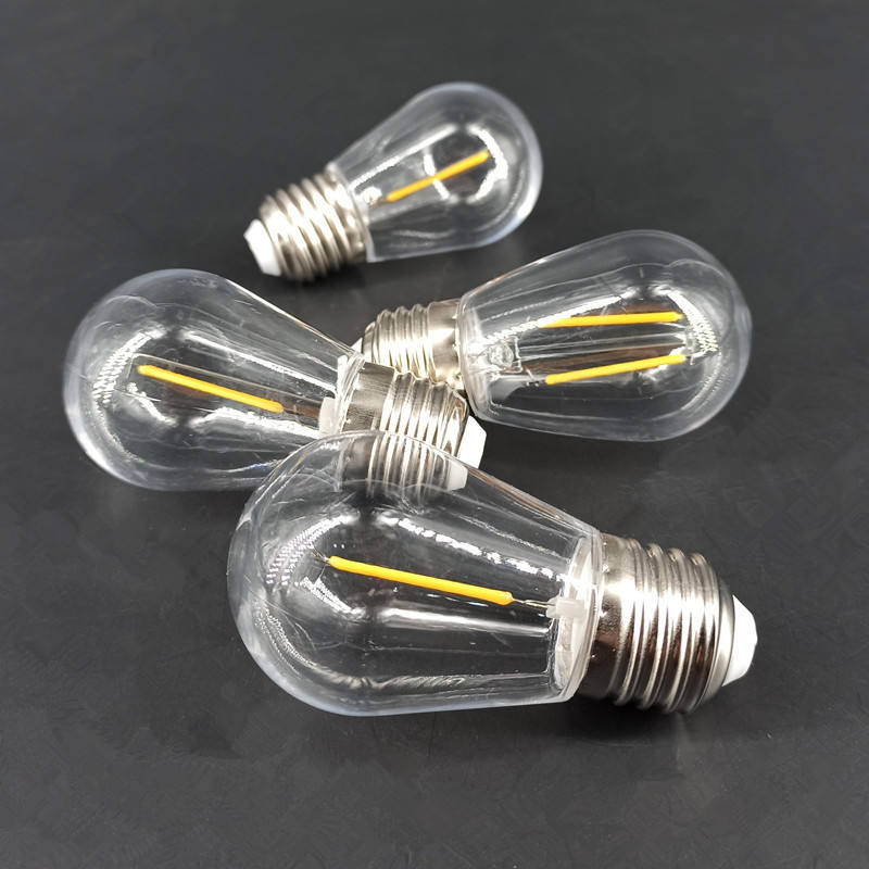 E14 S14 lámpara de filamento E27 lámpara decorativa cadena LED bombilla 110V 3V solar Edison bombilla vintage PC plástico A filamento