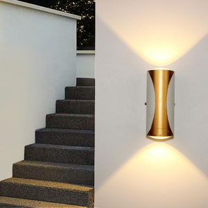 Lámpara de pared LED impermeable IP65, lámpara de pared de aluminio para jardín, luz blanca negra dorada, luz de pared para interiores y exteriores