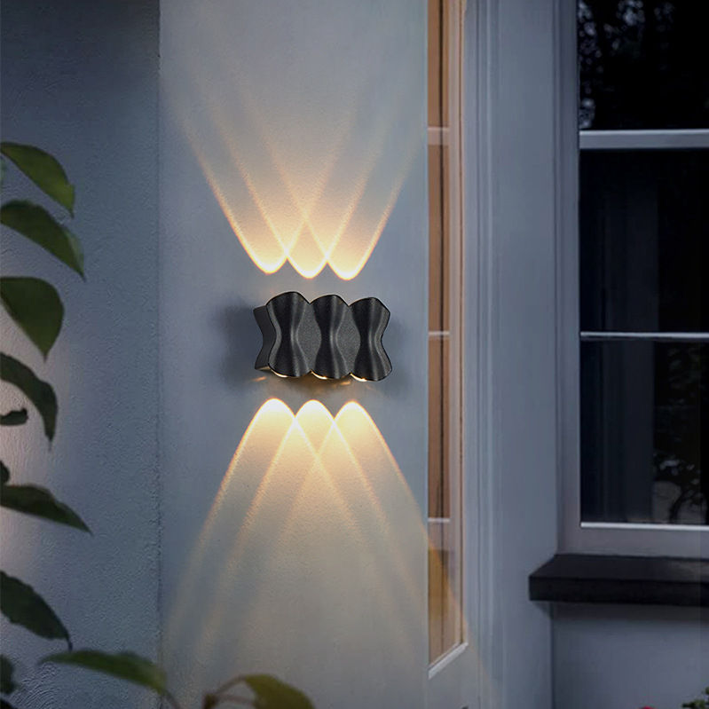 Moderna lámpara de pared LED de 12W para exteriores, resistente al agua, IP65, de aluminio, luz de pared hacia arriba y hacia abajo, candelabro de decoración para porche de jardín, luz de 110V y 220V