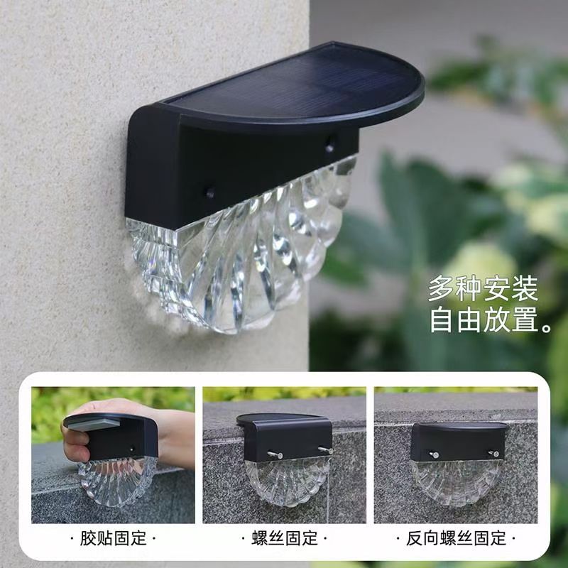 Lámpara solar LED de color blanco cálido para escaleras, luces de jardín para exteriores, luz solar impermeable para balcón, decoración para valla de escalera de Patio