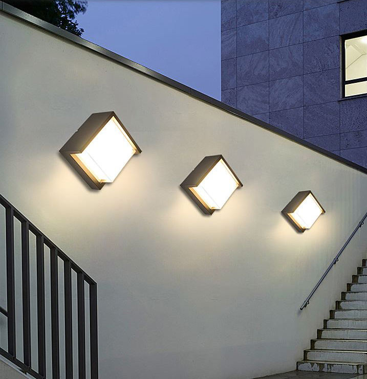 Lámpara de pared Led impermeable para decoración de jardín y exteriores, candelabro de iluminación para puerta delantera, luminaria de AC85-260V, accesorio de pantalla negra