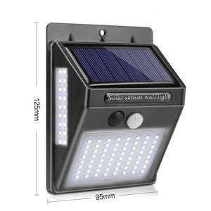 100 LED de luz solar para exteriores Lámpara solar PIR Sensor de movimiento Luz de pared Impermeable Solar Powered Sunlight para decoración de jardín