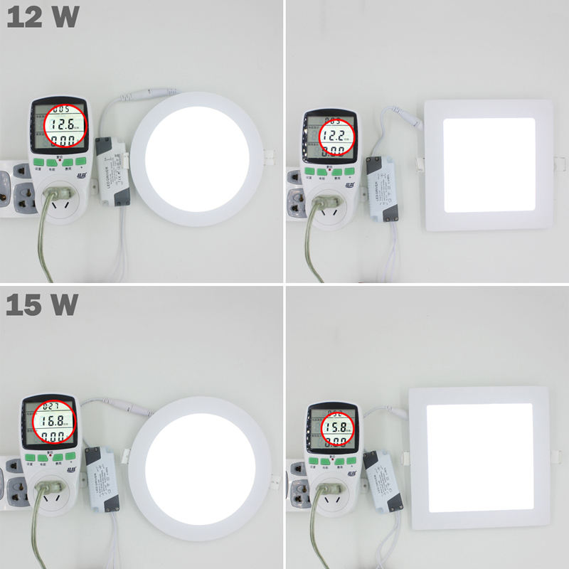 Ultra Thin Led Panel Downlight real full watt 3W 4W 6W 9W 12W 15W 18W 24W Luz empotrada de techo LED redonda / cuadrada