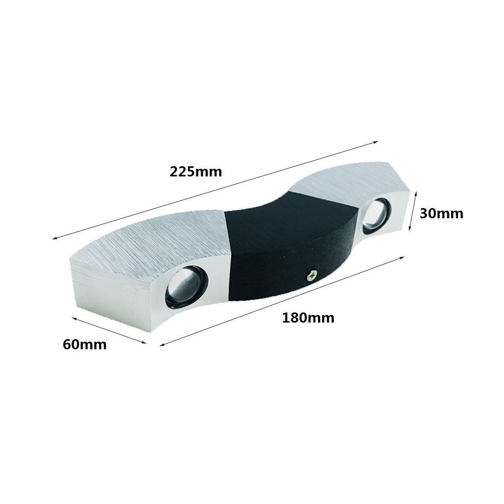 Luces de pared LED de 6W, lámpara de pared de arriba y abajo para interiores, iluminación interior led hecha de aluminio, lámpara de pasillo, iluminación de pared, plata, blanco frío