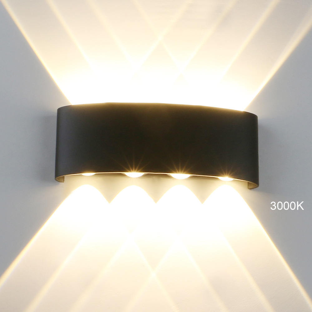 Lámpara de pared impermeable para exteriores de 8W, lámpara de pared moderna de aluminio COB para jardín