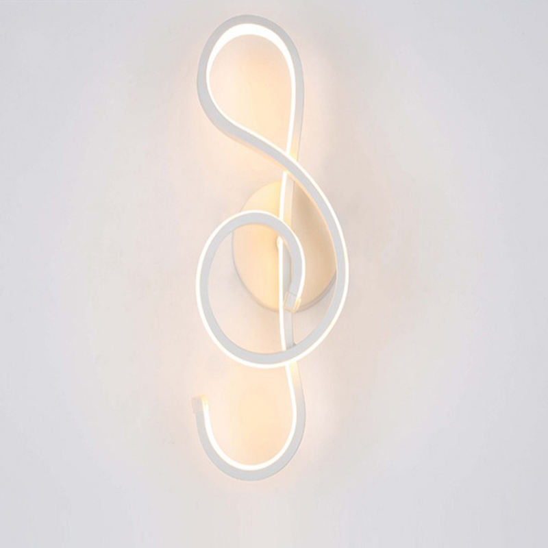 Nota musical, candelabro de pared LED decorativo de aluminio de estilo minimalista moderno, creativo dormitorio, sala de estar, pasillo, luz de pared