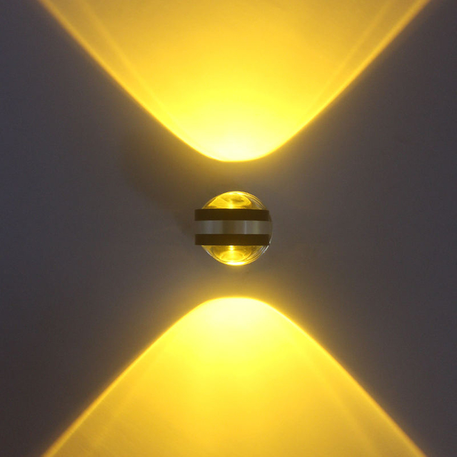 2W 6w diseño brillante de cristal luz de noche para mesita de noche lámpara de pared LED de vidrio para sala de estar lámpara de soporte de pared para el hogar iluminación hacia arriba y hacia abajo