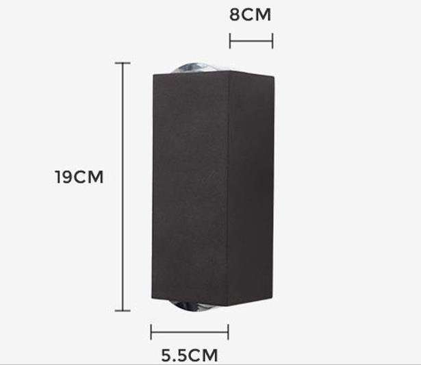 Lámpara de pared de tres haces de carcasa negra de 6W IP65, luz de pared impermeable para exteriores, lámpara de jardín, lámpara de calle 