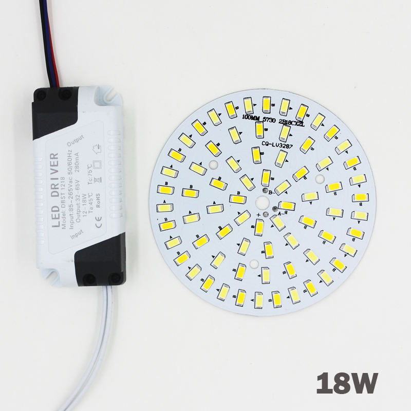 Panel de Color combinado blanco cálido/frío SMD5730 de 3W, 5W, 7W, 9W, 12W, 18W, fuente de alimentación del controlador LED de control segmentado para luz descendente