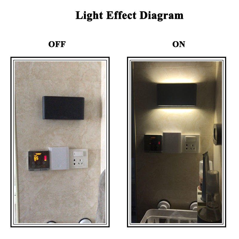 Luz LED decorativa montada en la pared de diseño moderno IP65, luz de pared hacia arriba y hacia abajo, mesita de noche, LED para exteriores, cerca de tocador moderna negra