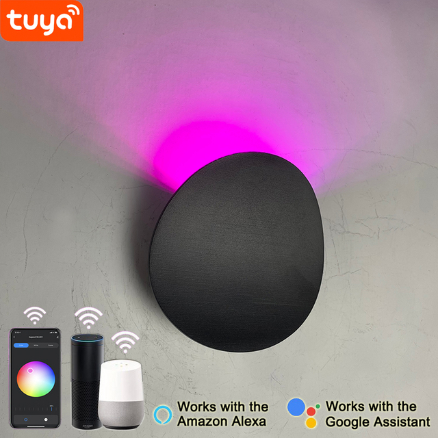 Lámpara de pared de 9W, lámpara inteligente, aplique de pared led para exteriores, lámpara de pared de control de aplicación Tuya, luz ajustable impermeable para exteriores, color ajustable