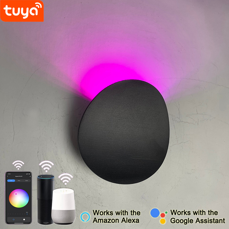 Lámpara de pared de 9W, lámpara inteligente, aplique de pared led para exteriores, lámpara de pared de control de aplicación Tuya, luz ajustable impermeable para exteriores, color ajustable