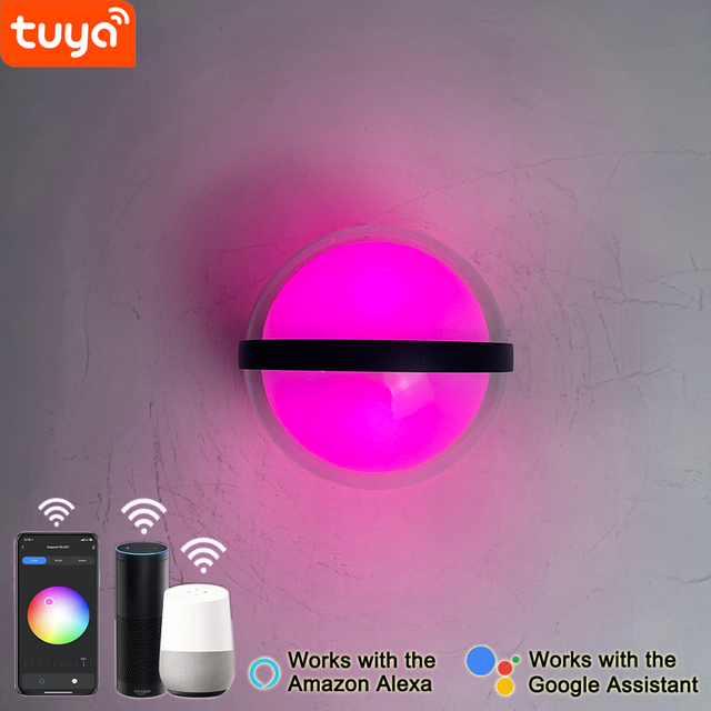 Aplicación Tuya, luz de pared, luces de pared led, luces controladas por aplicación, control de iluminación de la aplicación, lámparas de pared, luz de pared led, lámpara de pared transparente, lámpara de bola de cristal