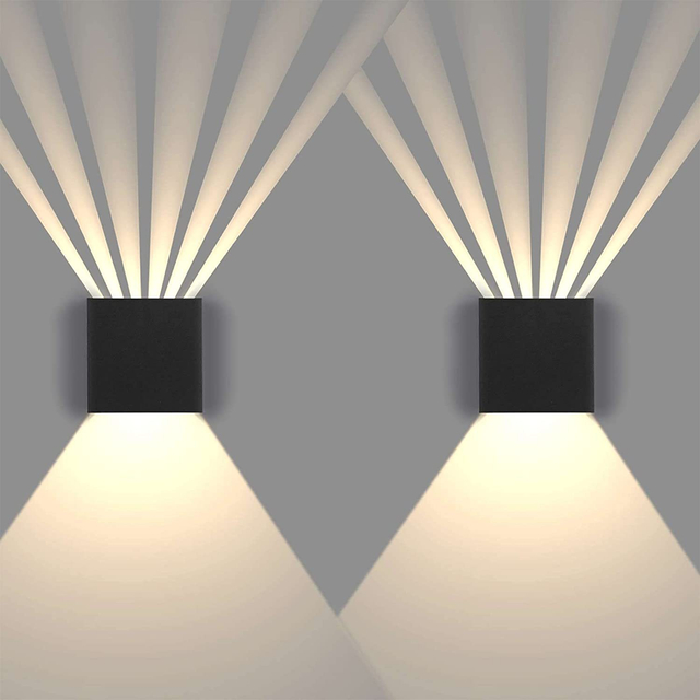 Lámpara de pared cuadrada de 6W, luz de pared Led, paquete de pared para exteriores, iluminación Led, lámpara de pared LED para exteriores, lámpara de pared de luz de seis haces