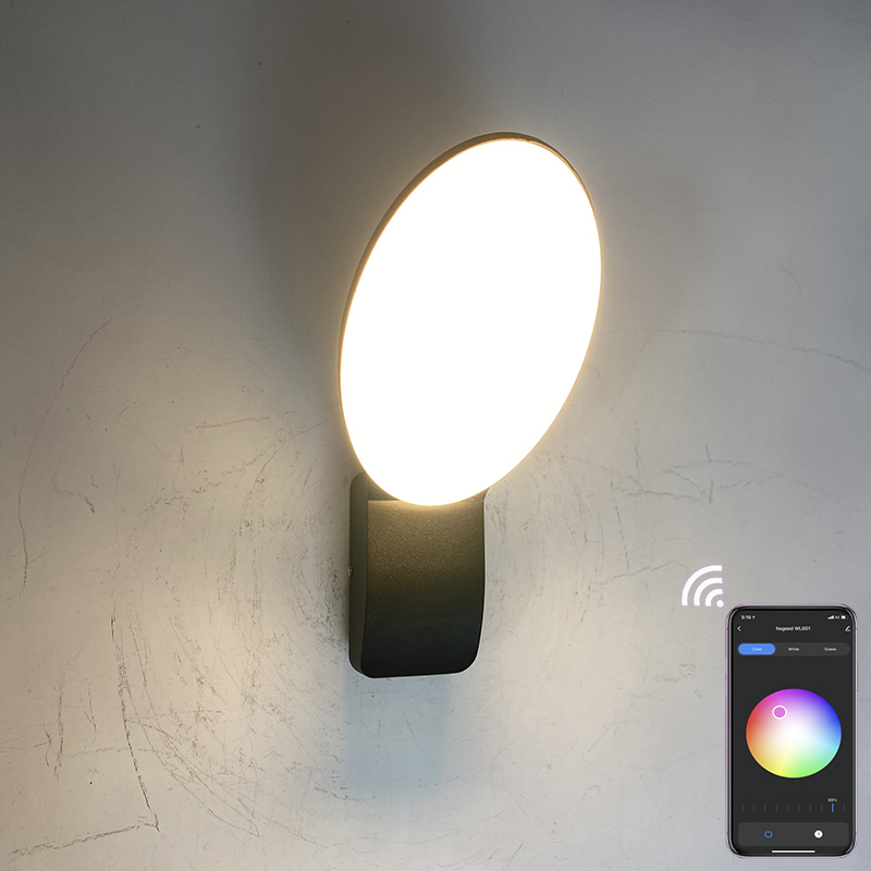 Lámpara de pared inteligente de 9 W, lámparas inteligentes, control de aplicación de luz LED, control de aplicación de luz LED, iluminación controlada por aplicación, aplicación Tuya, lámpara de pared para exteriores, lámpara de pared con control remoto para teléfono móvil