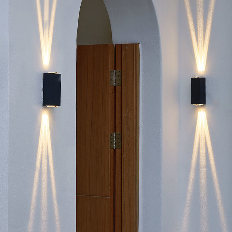 Luz de pared decorativa para exteriores, foco cuadrado impermeable, pasillo, exterior, foco de tres haces, puerta, luz de jardín