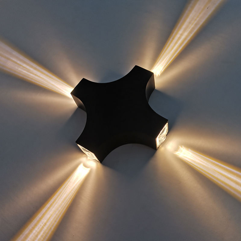 Impermeable IP65 LED Lámpara de pared para exteriores 12W Cross Star 4 Iluminación lateral para decoración de jardín