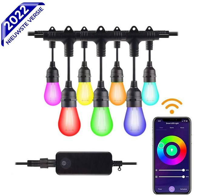 Iluminación de jardín inteligente 15m RGB ambiente de jardín cable de iluminación control de teléfono inteligente E27 fabricante de enchufes ventas directas