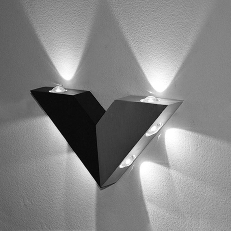 Lámpara de pared con forma de V de luz led decorativa y lámpara de pared moderna de fábrica de luz interior lámpara de pared de aluminio lámpara de pared led