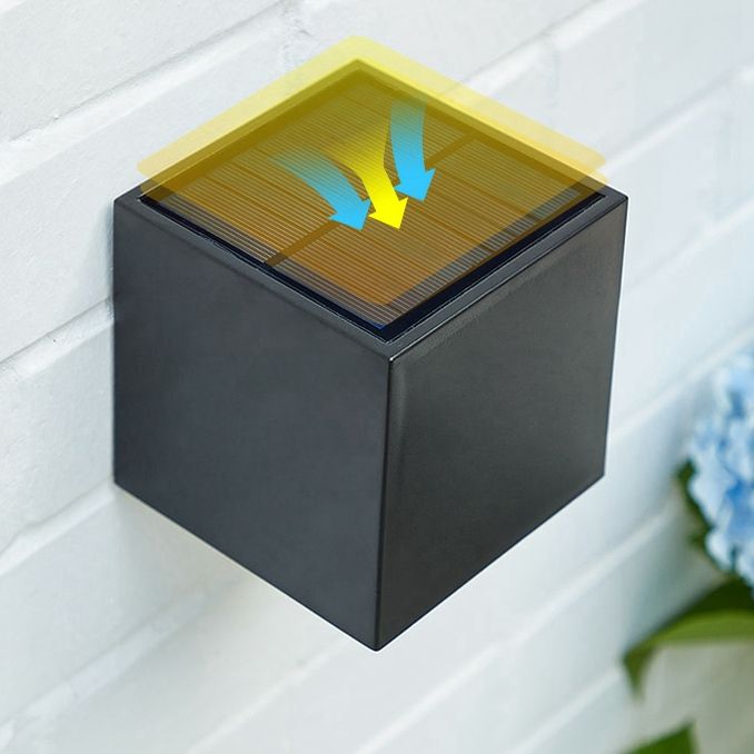 Luces de pared solares para exteriores Luces de pared solares Luces de pared solares Lámpara solar de cubo para exteriores Lámpara solar cuadrada Lámpara de luz cálida impermeable IP65