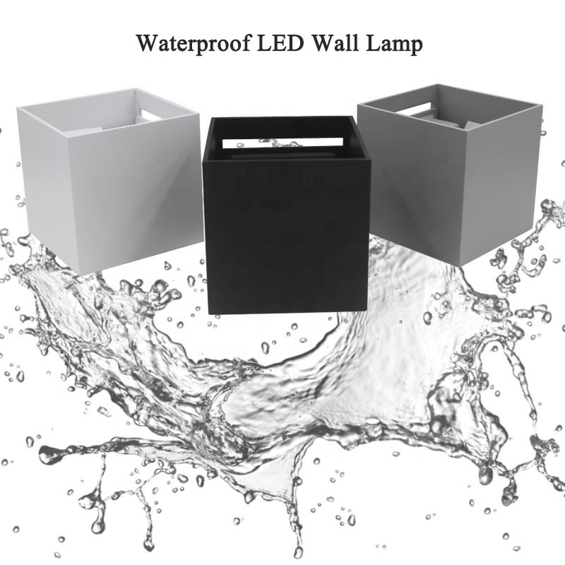 Estilo Industrial 12W AC85-265V impermeable IP65 haz ajustable de aluminio al aire libre LED cubo impermeable aplique de luz de pared