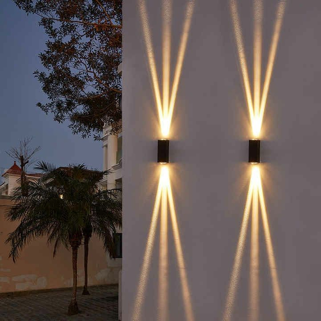 Lámpara de pared de tres haces de carcasa negra de 6W IP65, luz de pared impermeable para exteriores, lámpara de jardín, lámpara de calle para decoración de jardín