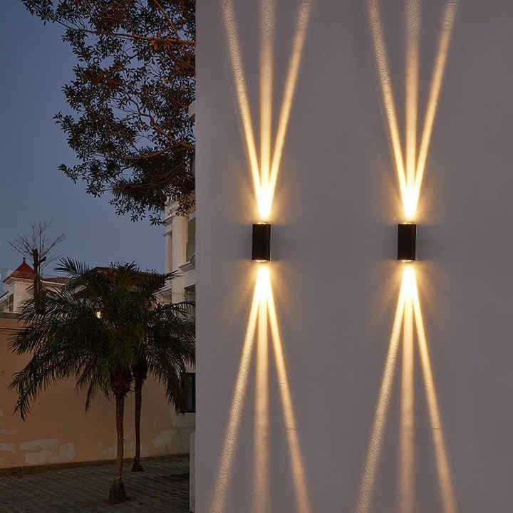 Lámpara de pared de tres haces de carcasa negra de 6W IP65, luz de pared impermeable para exteriores, lámpara de jardín, lámpara de calle para decoración de jardín
